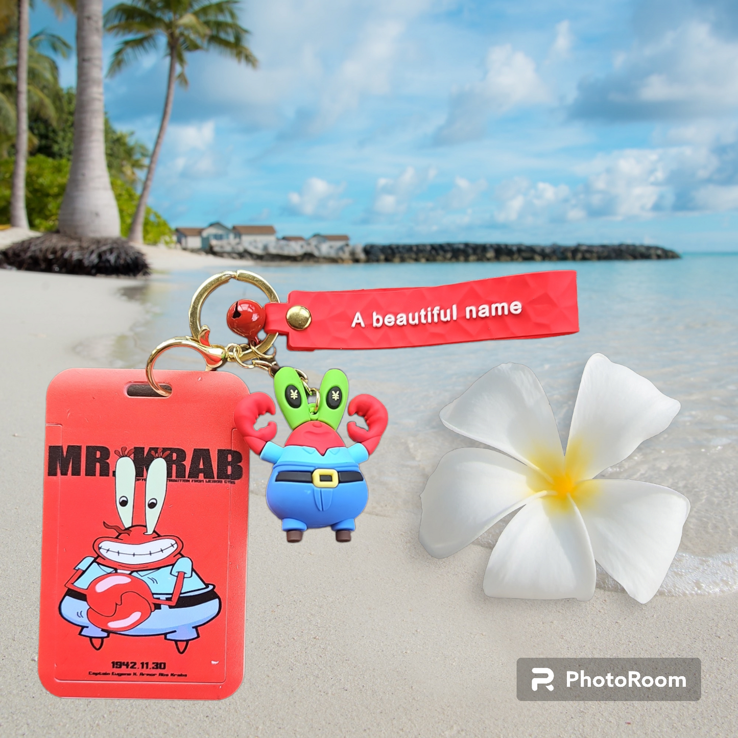 Mr. krabs keychain and ID holder