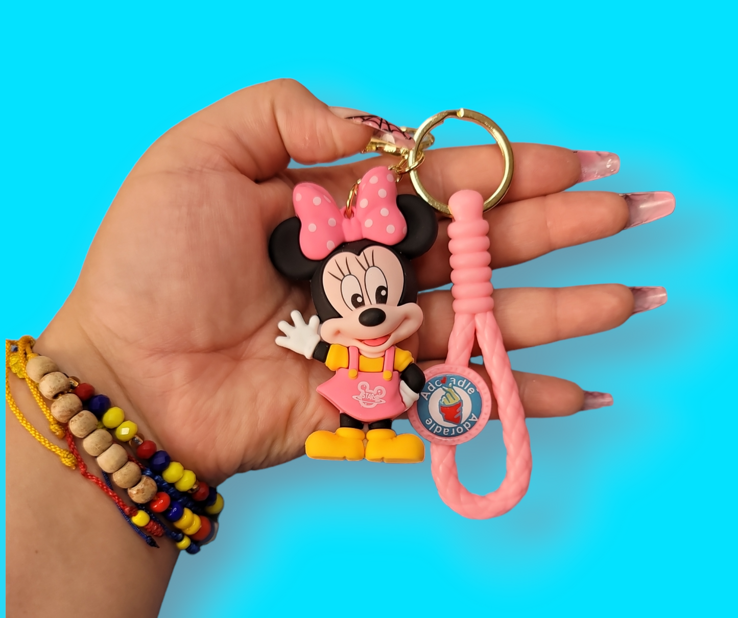 Pink Minnie Mouse Keychain.