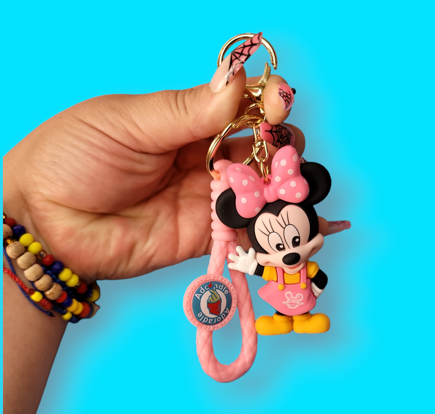 Pink Minnie Mouse Keychain.