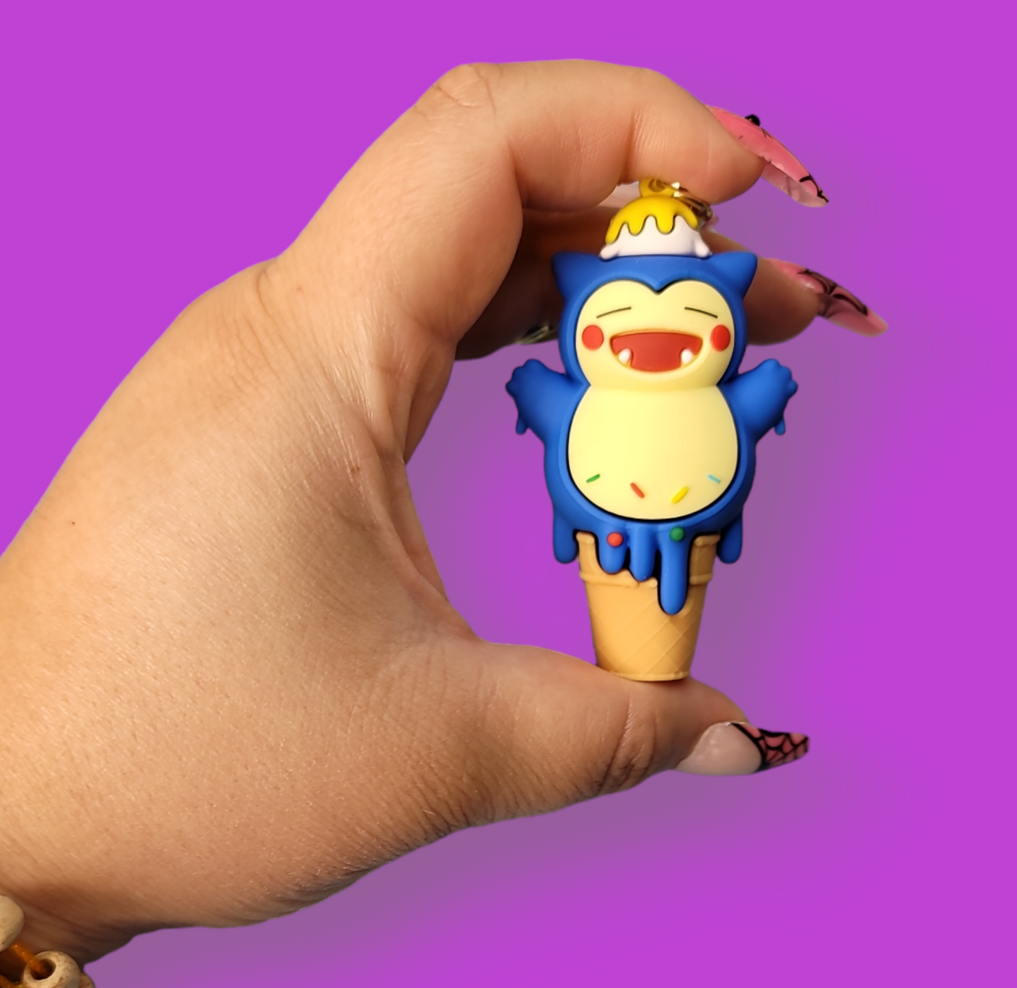 Snorlax Ice Cream Keychain.