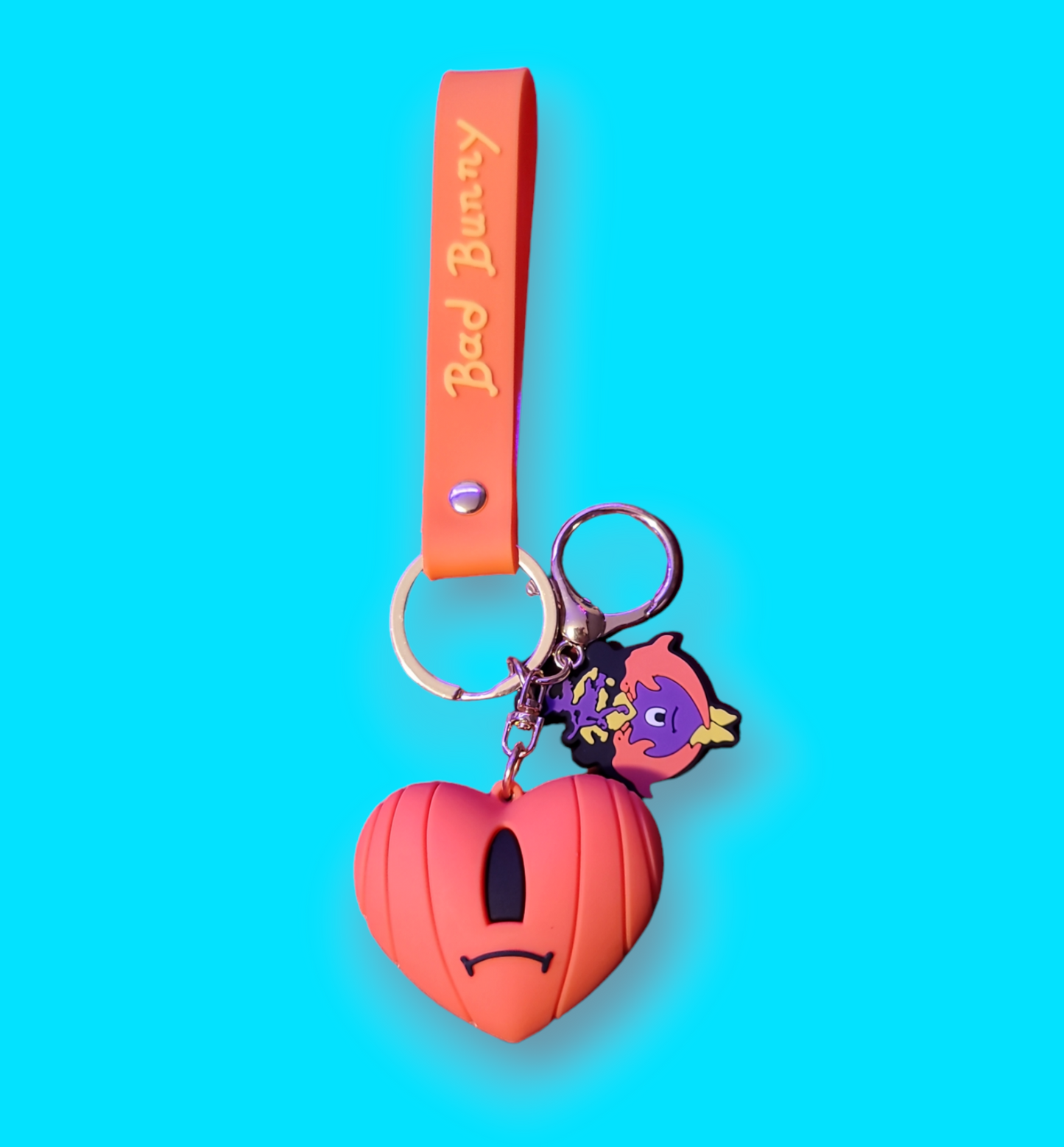 Bad Bunny Pumpkin Keychain.