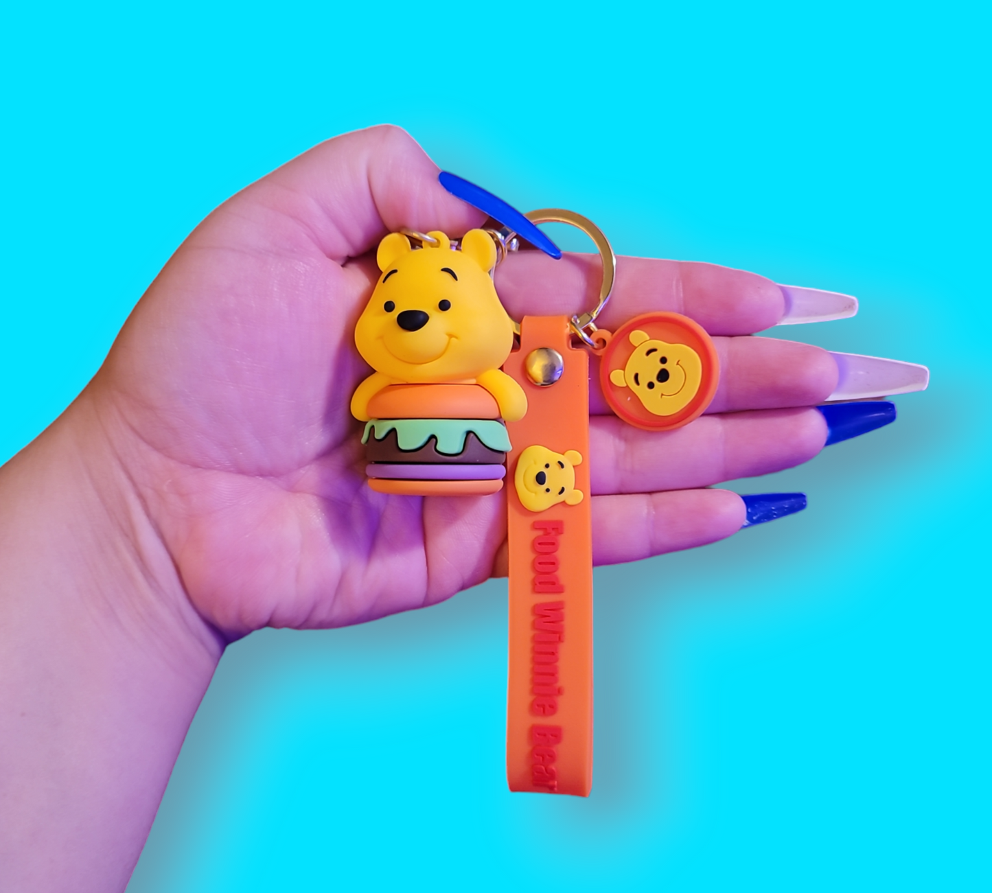 Burger Pooh Bear Keychain.