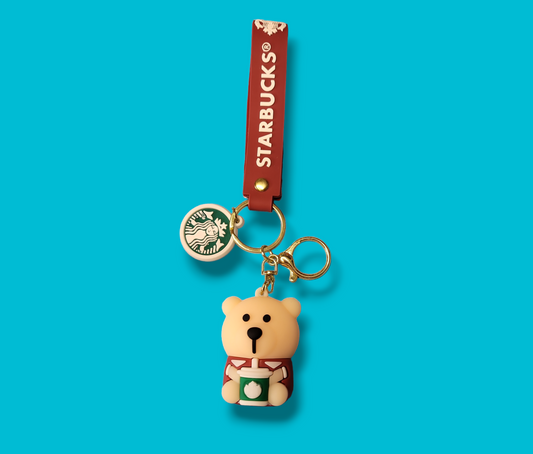 Coffee Cup Starbucks Bear Keychain.