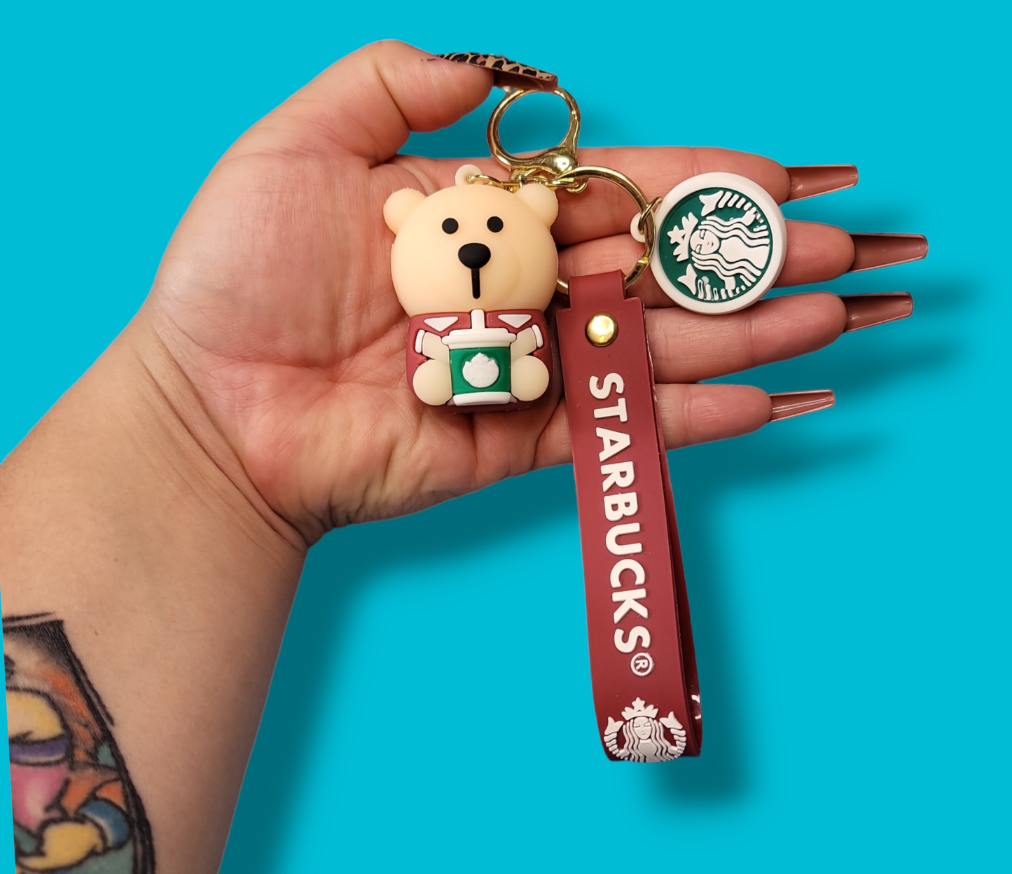 Coffee Cup Starbucks Bear Keychain.