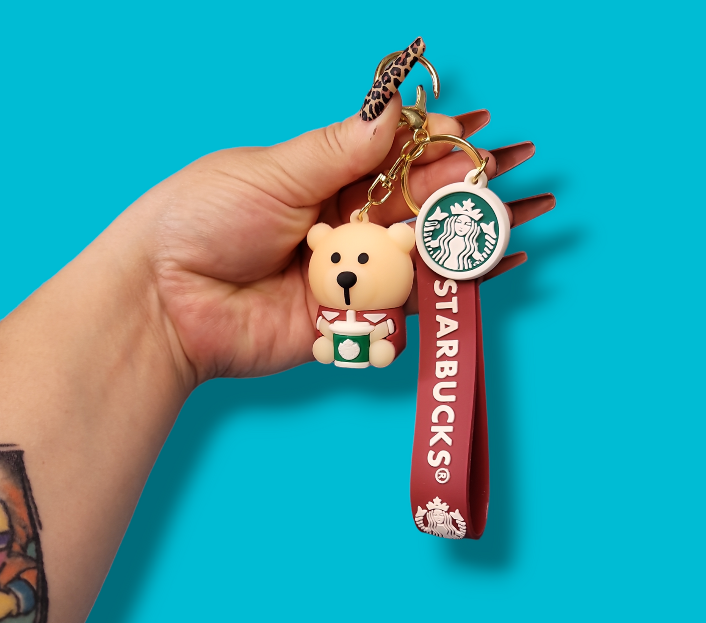 Coffee Cup Starbucks Bear Keychain.