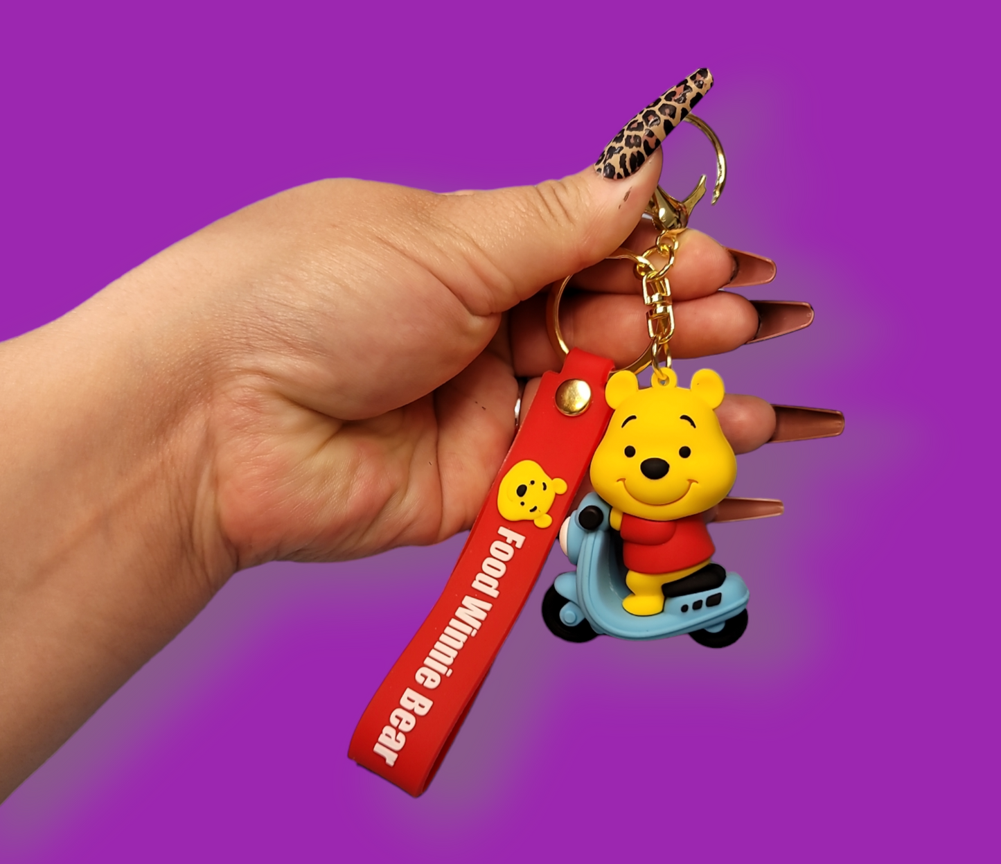 Motorcycle Pooh Bear Keychain.