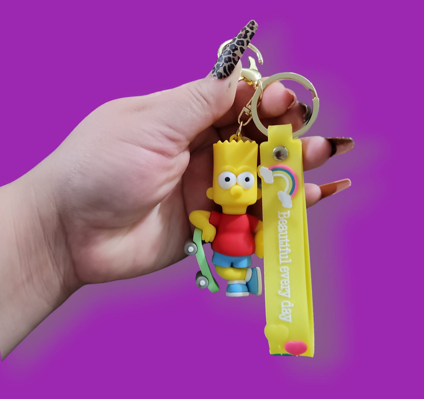 Skateboard Bart Simpson Keychain.