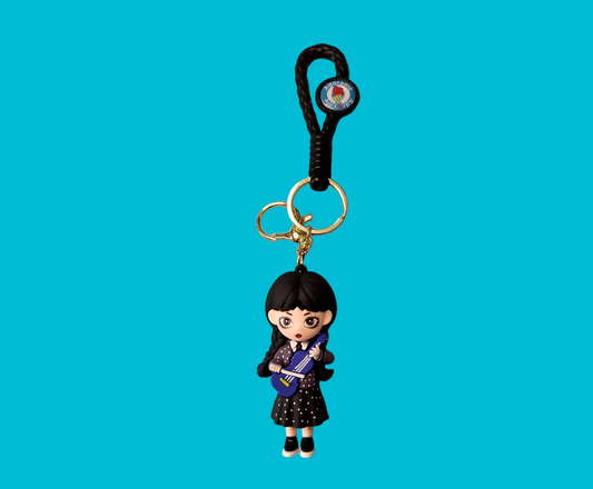 Cello Playing Wednesday Addams Keychain.