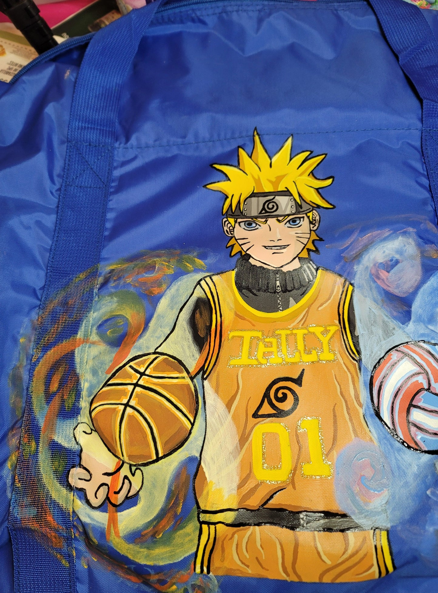 Naruto Hand Painted Basketball and Volleyball Duffle Bag