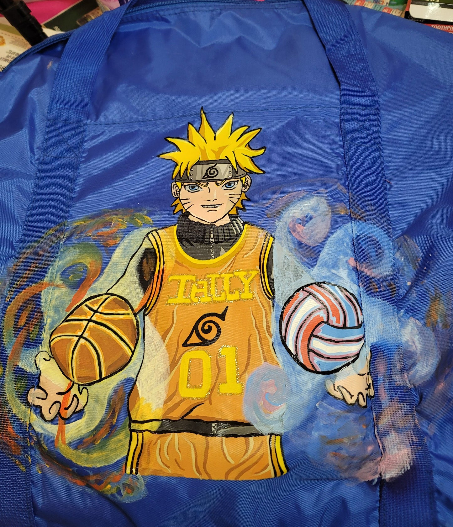 Naruto Hand Painted Basketball and Volleyball Duffle Bag