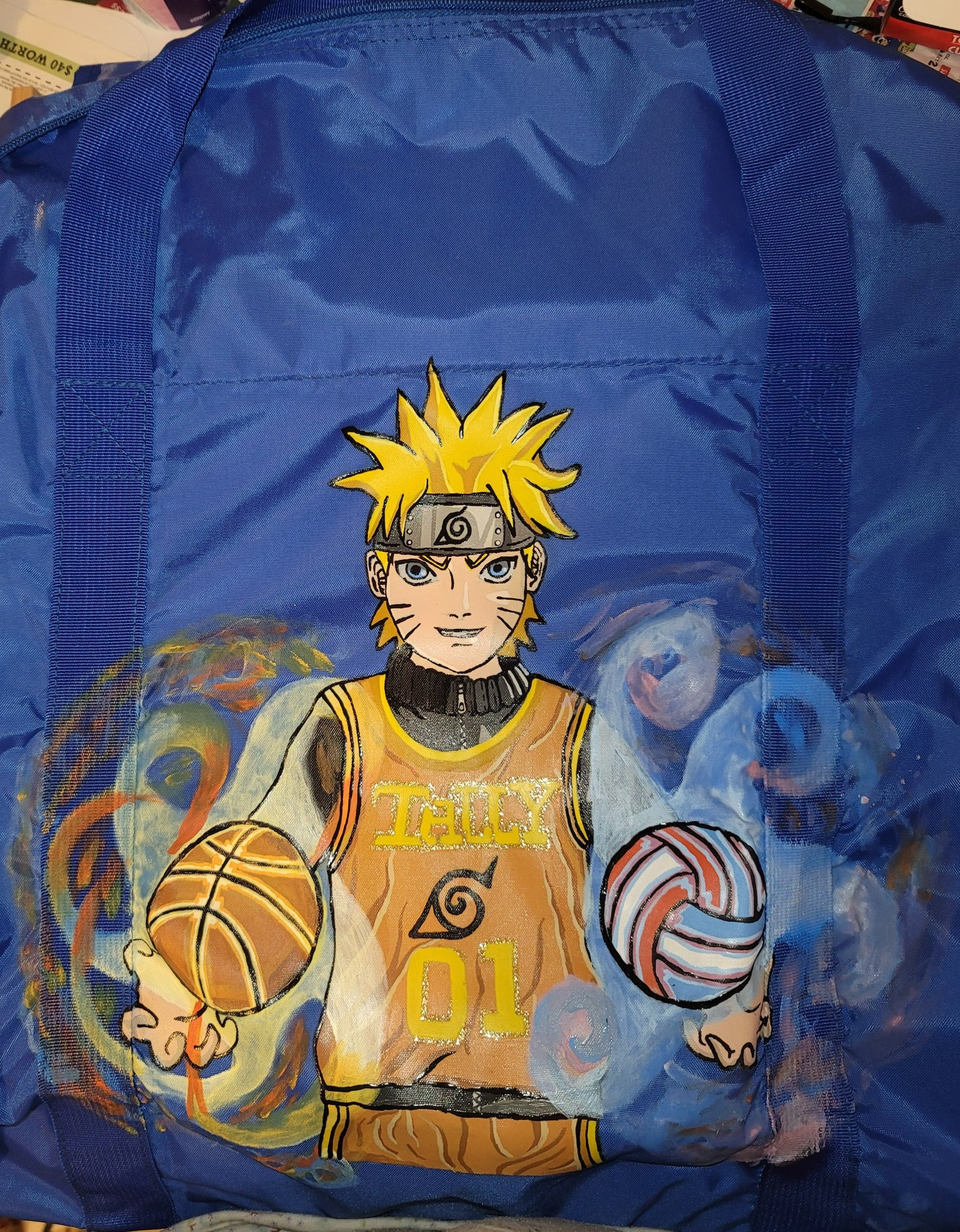 Naruto Hand Painted Basketball and Volleyball Duffle Bag