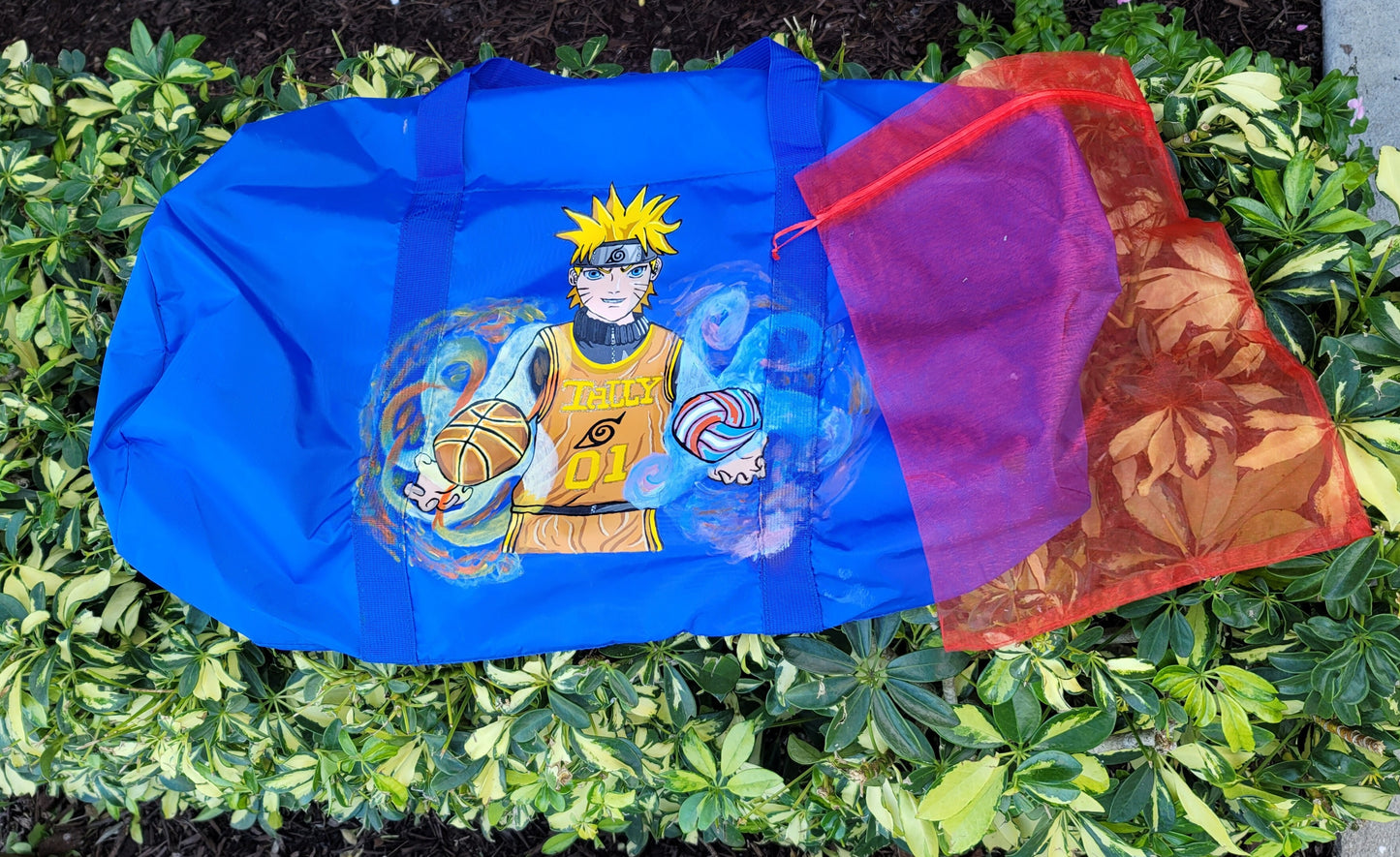 Naruto Hand Painted Basketball and Volleyball Duffle Bag